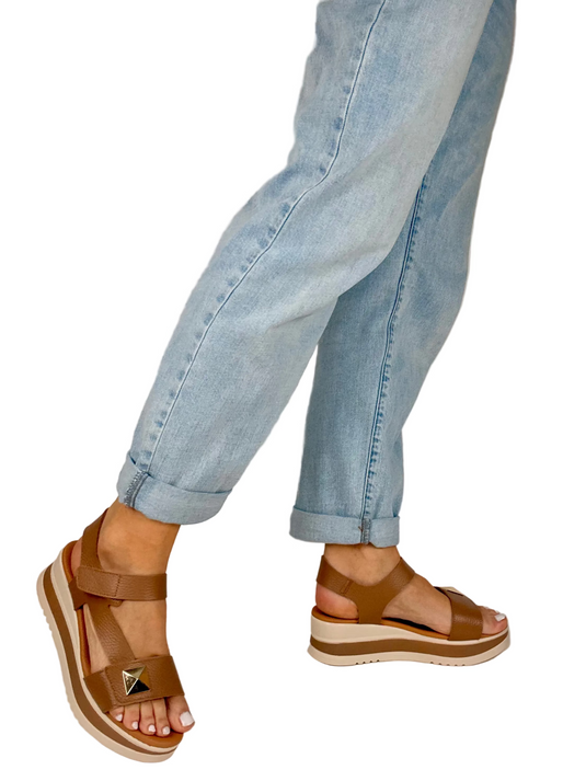 brown low wedge sandals