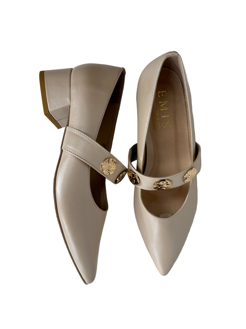 Load image into Gallery viewer, beige heeled shoes for women
