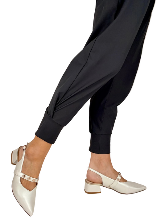 white sling back heels