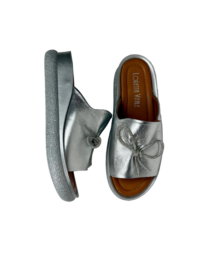 Load image into Gallery viewer, silver mule sandals
