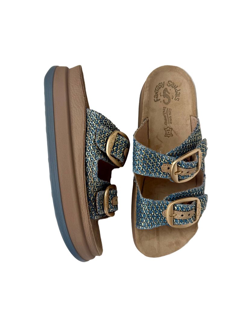 Load image into Gallery viewer, blue platform sandals
