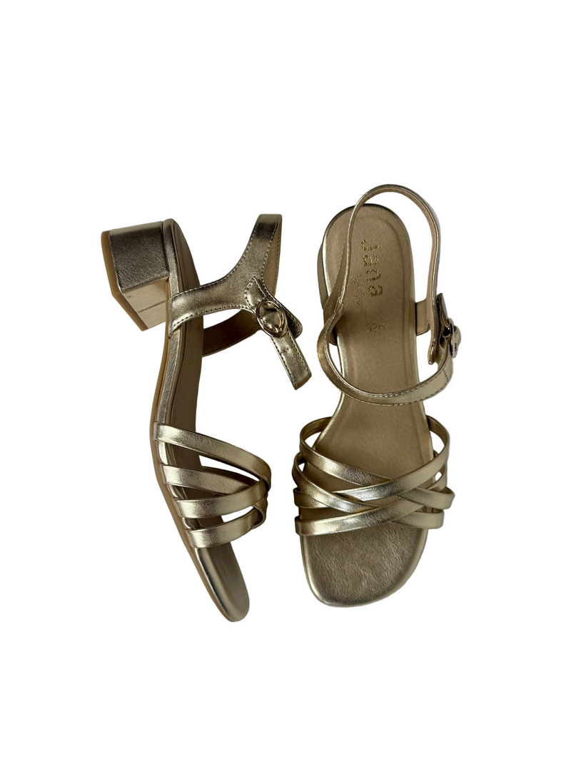 Load image into Gallery viewer, wide fitting gold sandals
