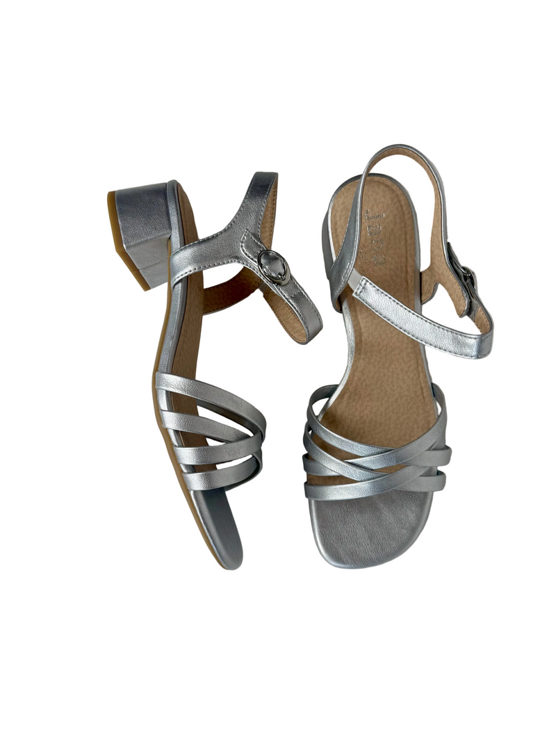 Load image into Gallery viewer, wide fit silver heels
