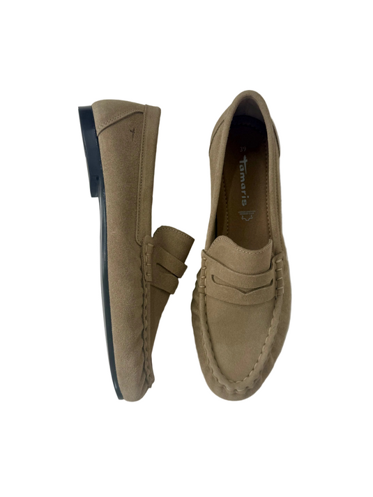 tan suede loafers