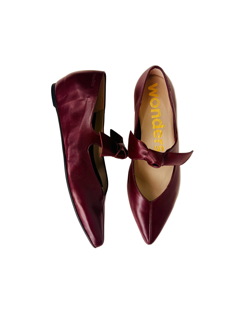 Load image into Gallery viewer, burgundy flat shoes
