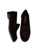 ladies dark brown suede loafers