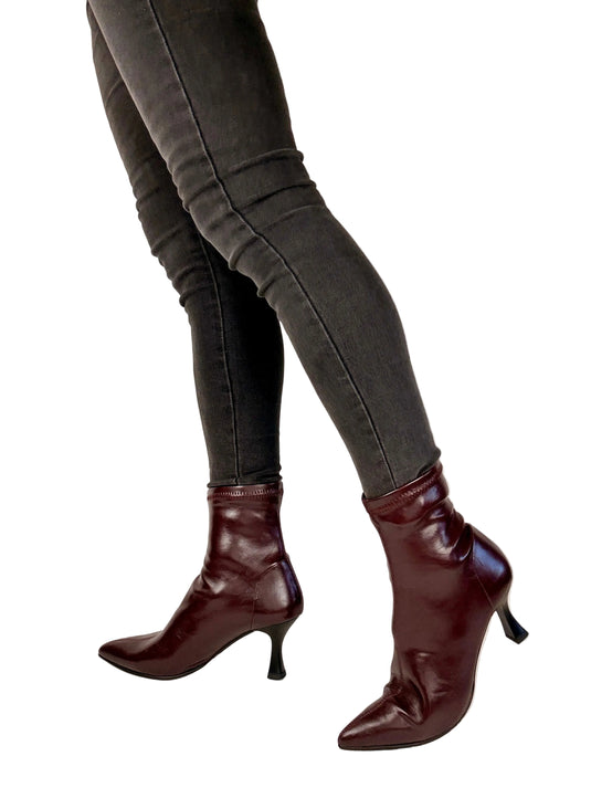 burgundy miss elastic boots