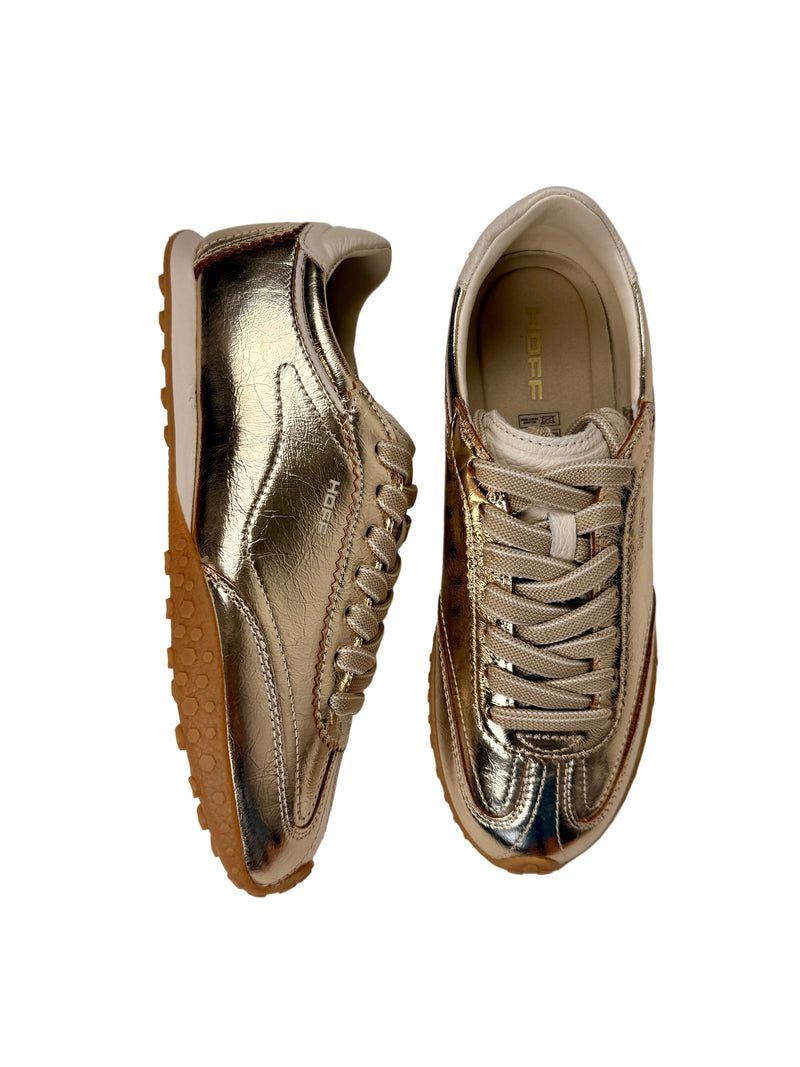 Load image into Gallery viewer, gold flat hoff trainers
