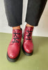 red chunky boots
