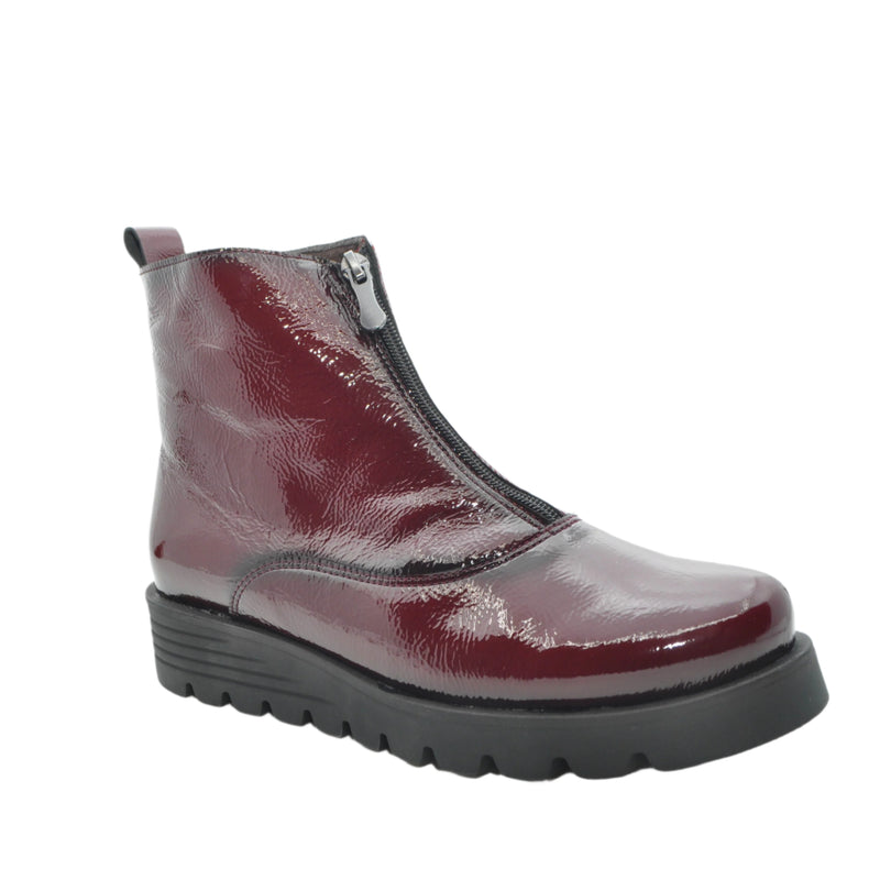 Load image into Gallery viewer, burgundy patent boots
