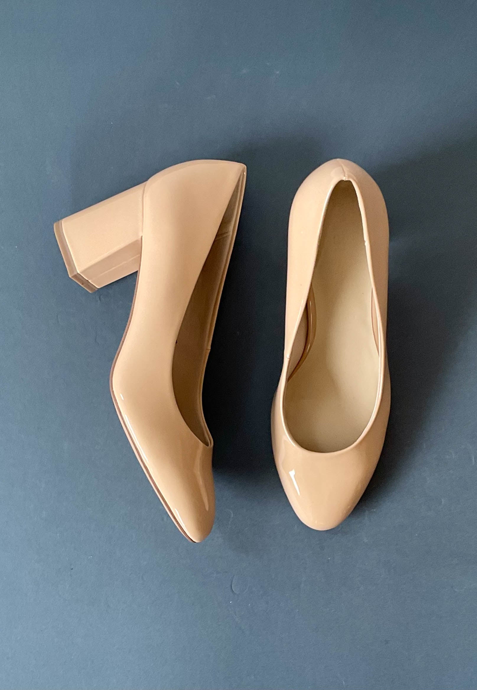 beige square heels