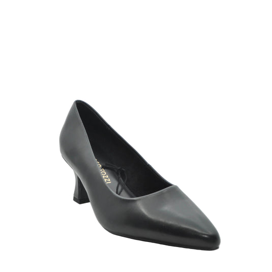 black leather court shoes