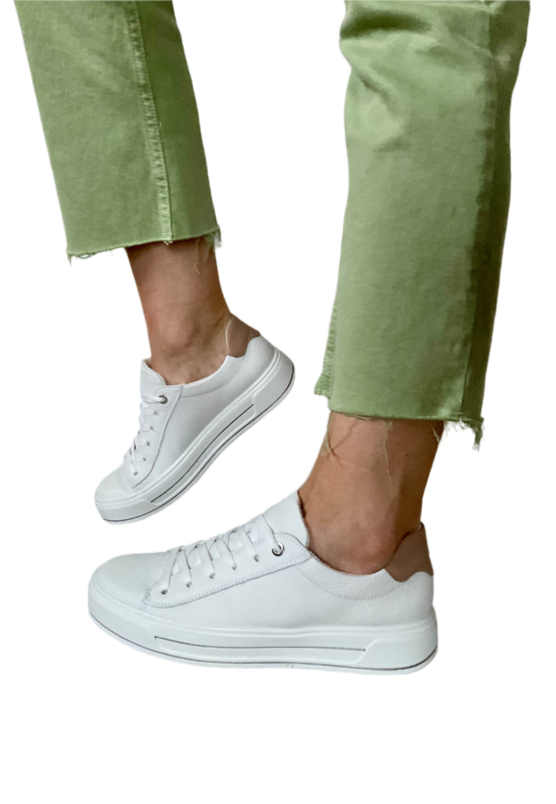 Load image into Gallery viewer, white leather shoes for women

