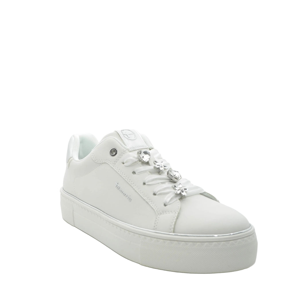 white Platform trainers