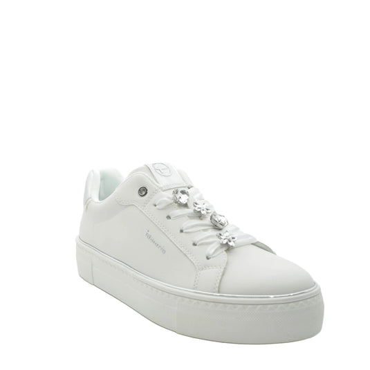white Platform trainers