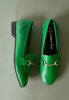 green ladies loafers