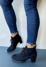 Load image into Gallery viewer, marco tozzi navy heeled boots
