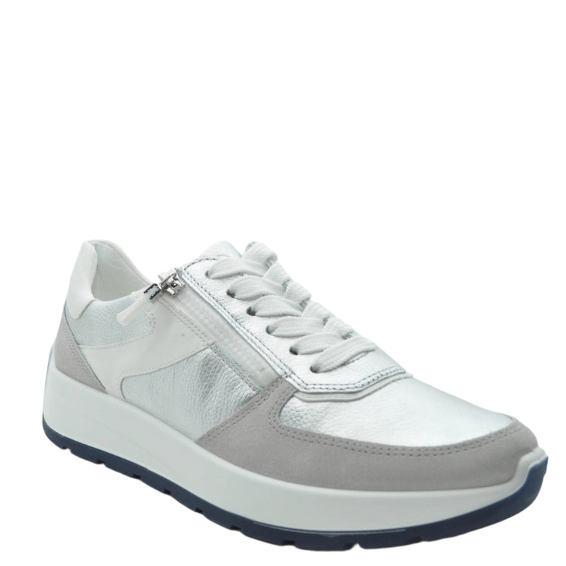 Load image into Gallery viewer, silver trainers for women
