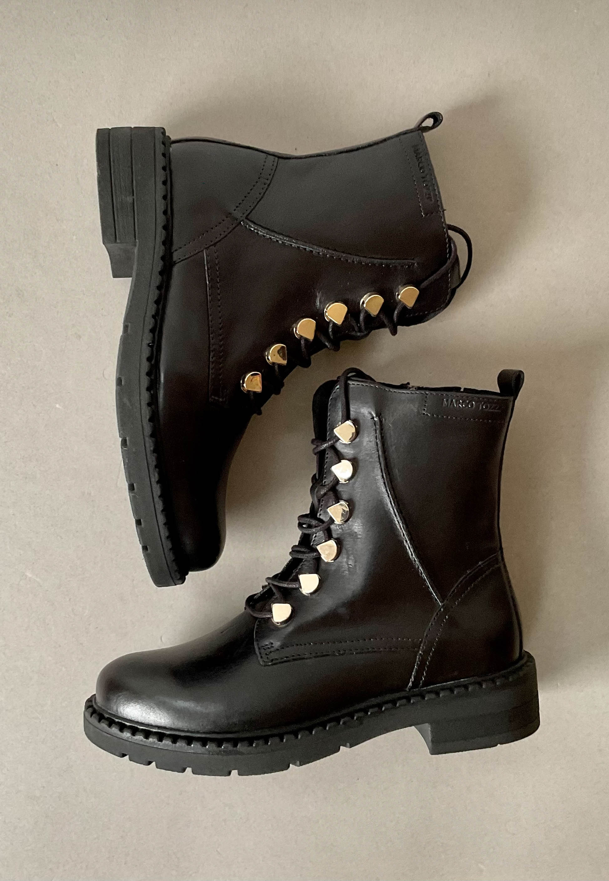 marco tozzi black combat boots