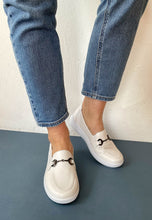 Load image into Gallery viewer, white leather slip on shoes for women