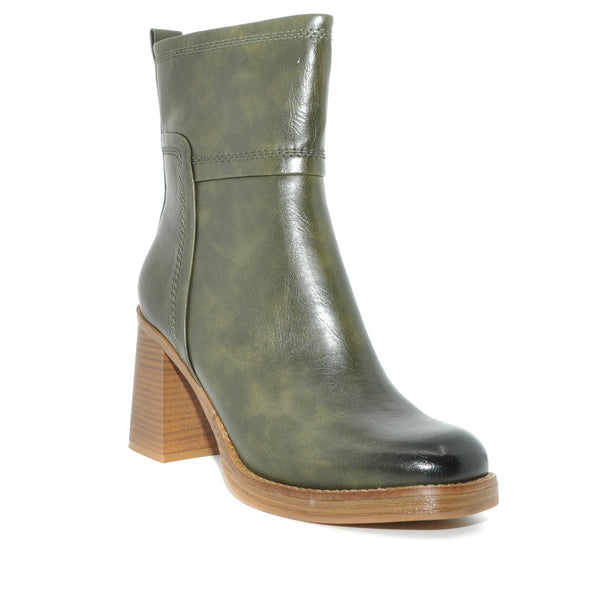 marco tozzi green block heel boots