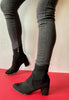 marco tozzi black suede heeled boots