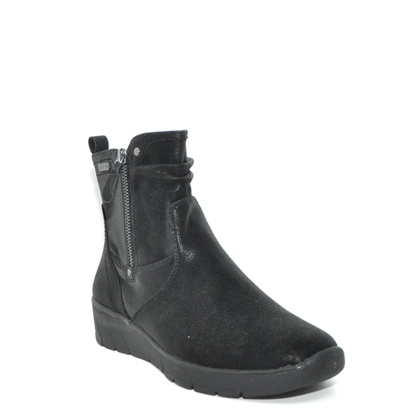 black wedge boots