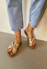 gold mule sandals