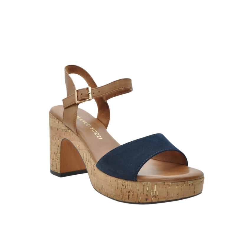 Load image into Gallery viewer, navy block heel sandals
