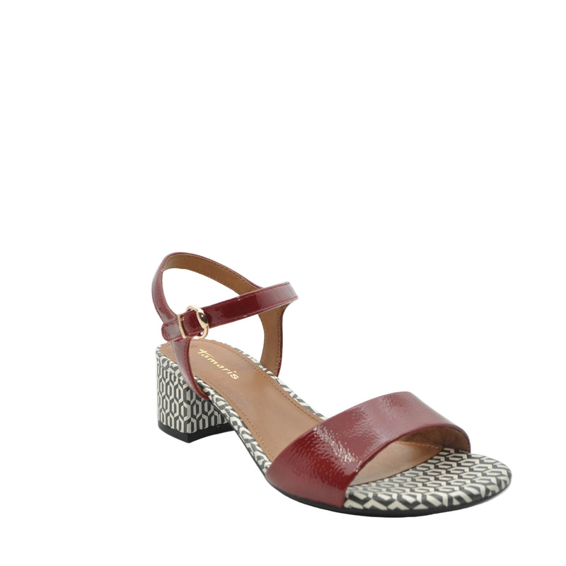 Load image into Gallery viewer, red block heeled sandals
