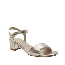 Load image into Gallery viewer, low heeled gold sandals