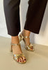 gold block heel sandals