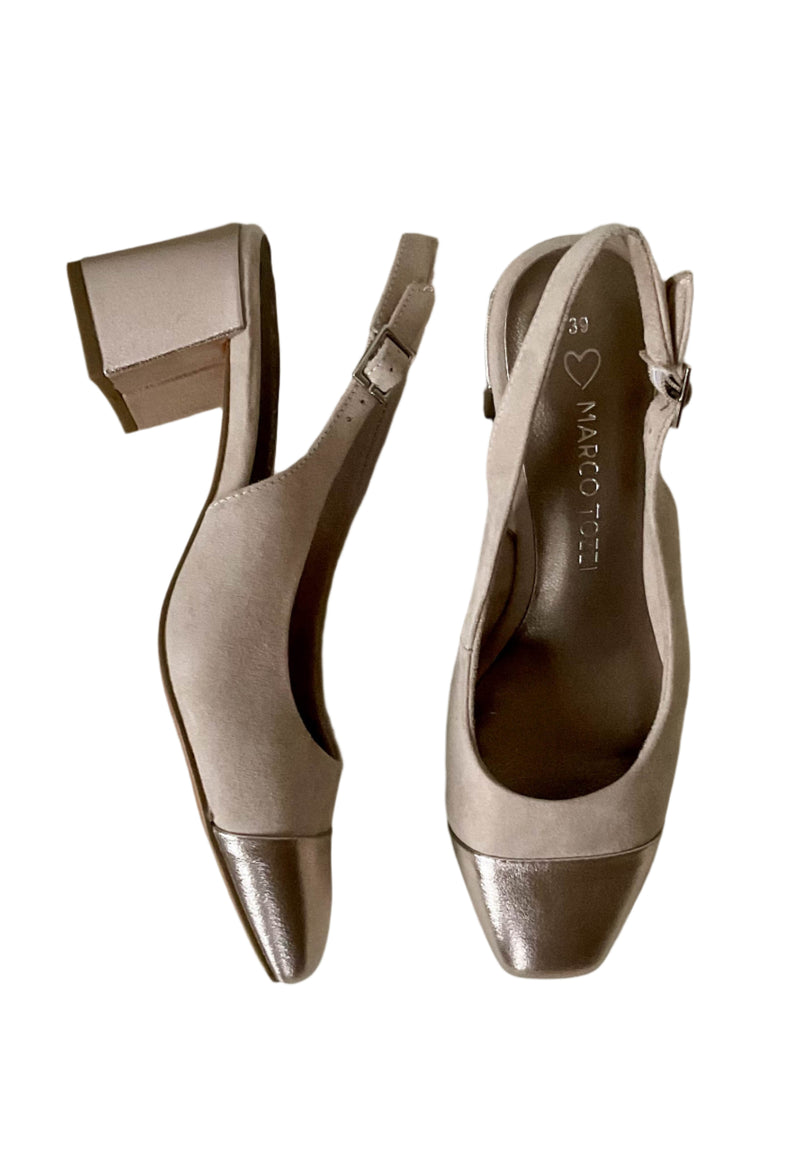 Load image into Gallery viewer, taupe sling back heels
