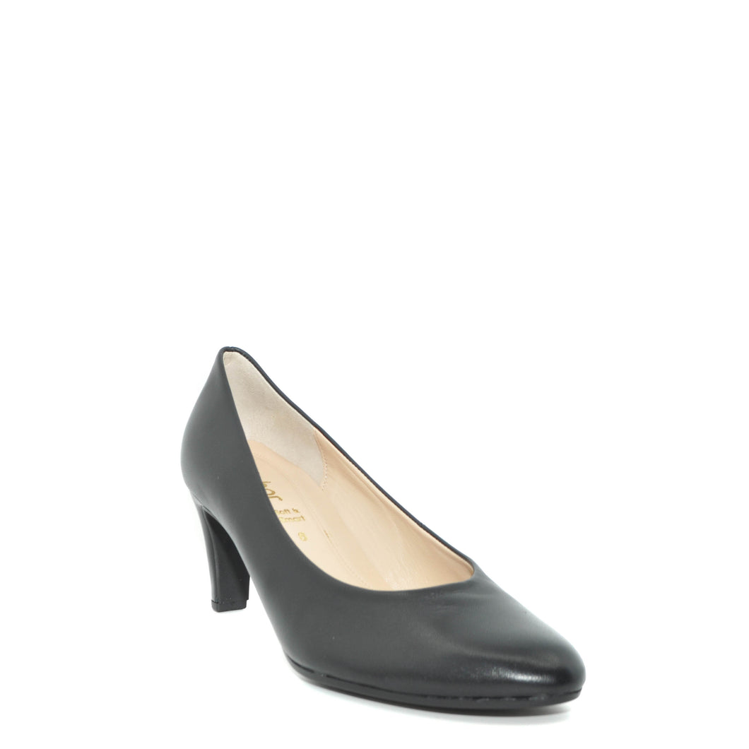 black leather 2 inch heels
