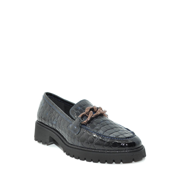 ara navy patent loafers