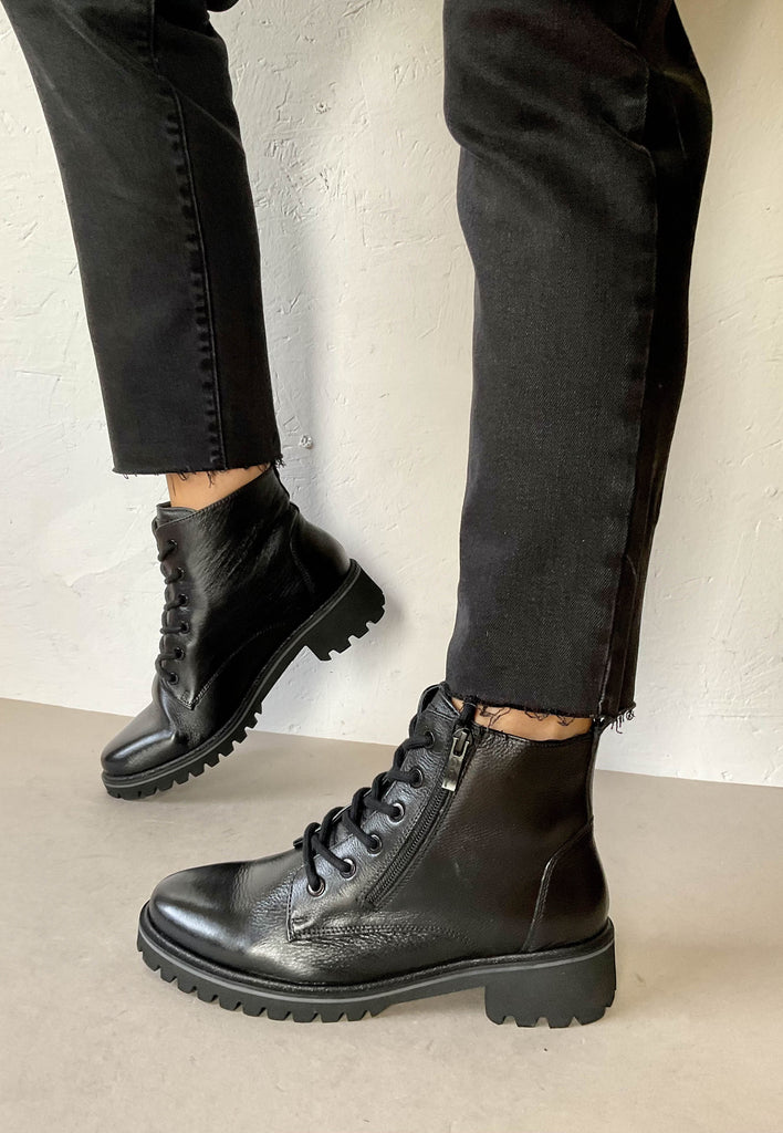 ara black lace up boots