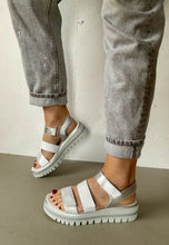 Load image into Gallery viewer, gabor silver low wedge sandals