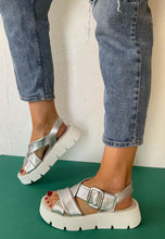 Load image into Gallery viewer, silver gabor sandals