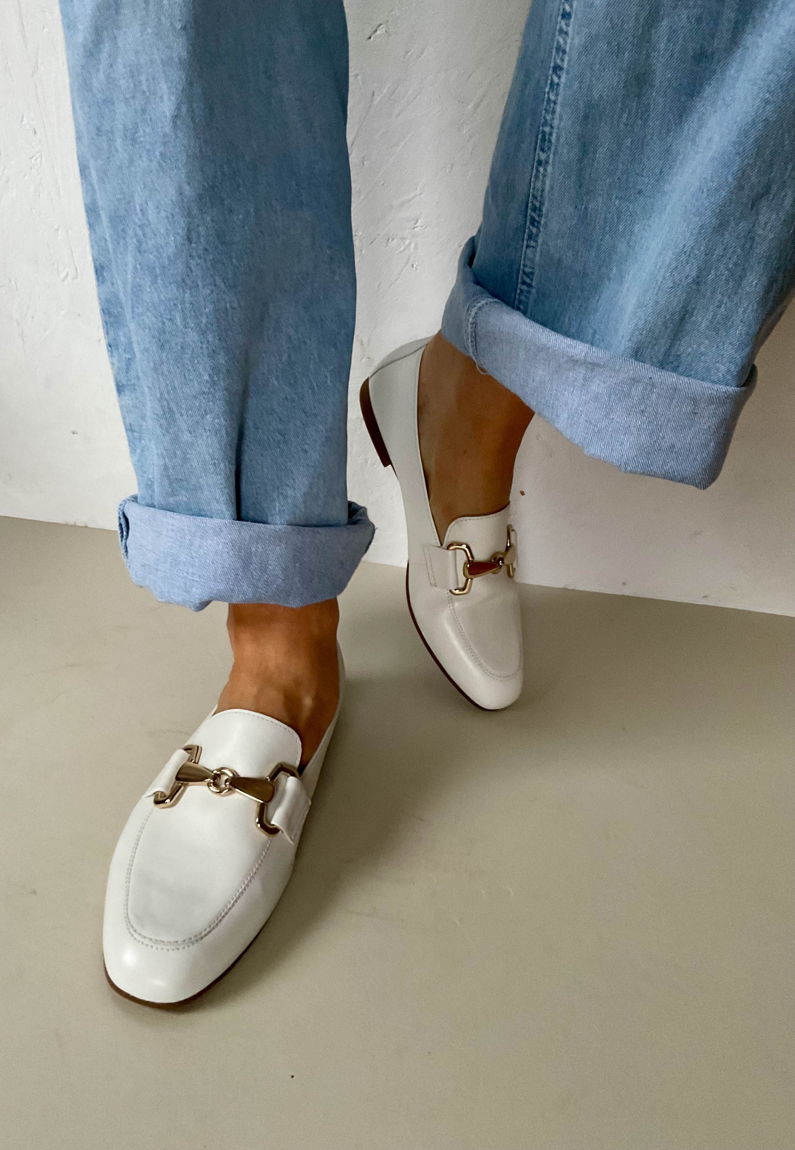 gabor white loafers