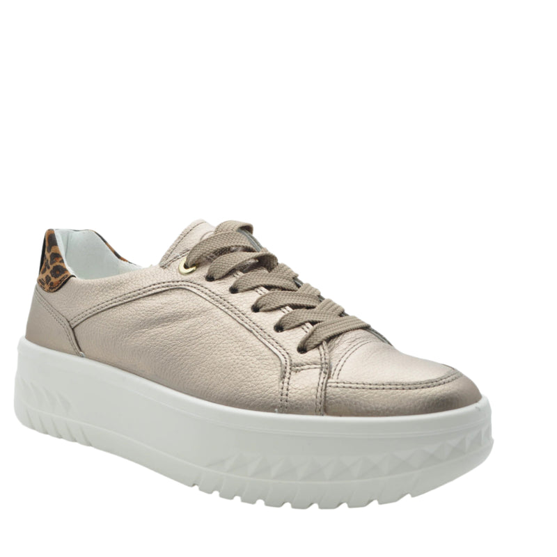 Load image into Gallery viewer, gold leather trainers
