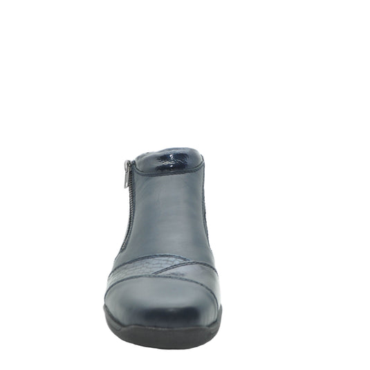 wide fitting navy boots