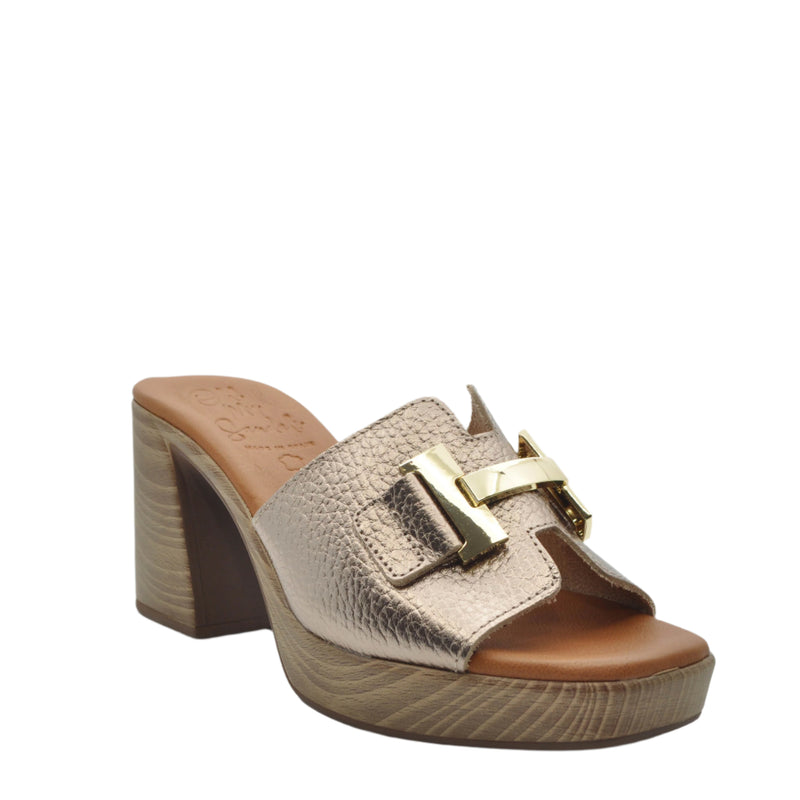 Load image into Gallery viewer, gold block heels
