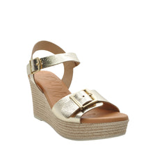 Load image into Gallery viewer, gold wedge sandals