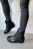 black low wedge boots for women