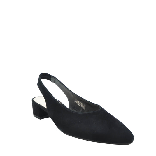 black suede sling backs