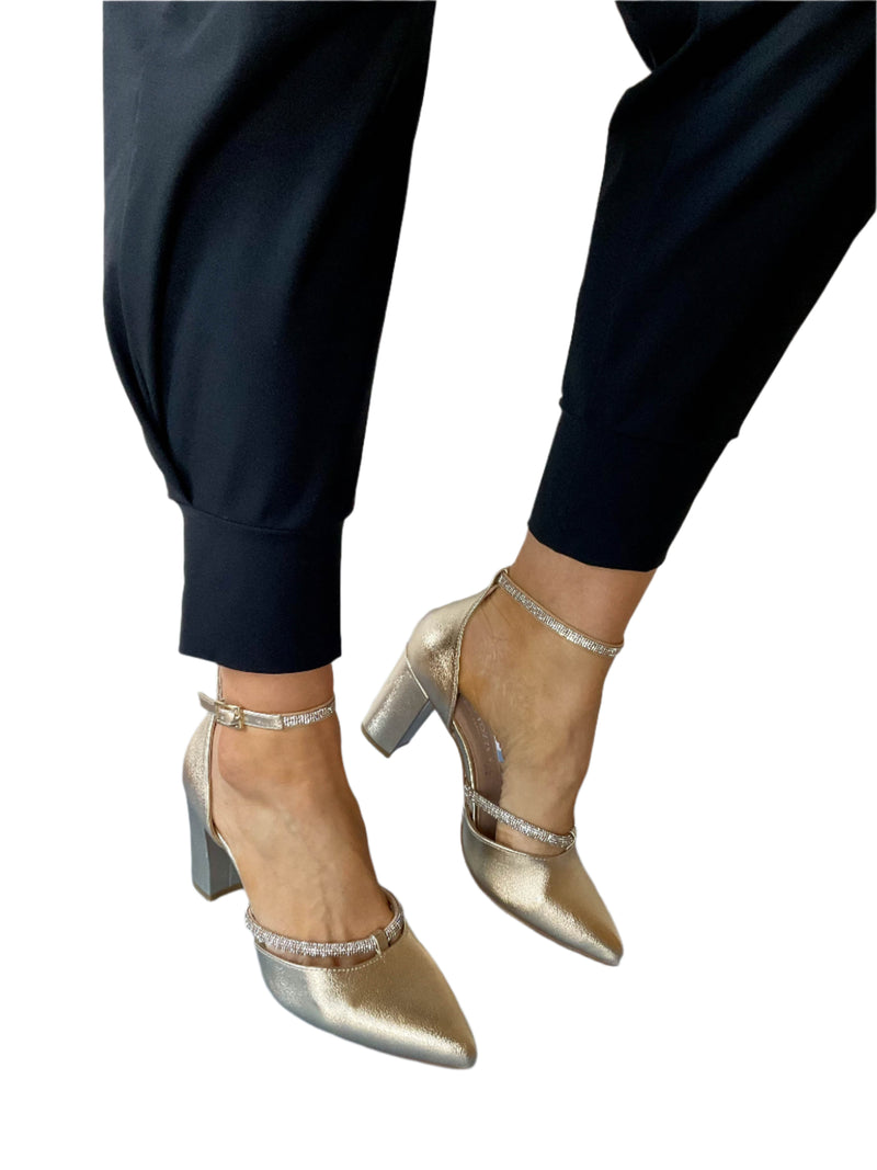 Load image into Gallery viewer, gold high heel shoes
