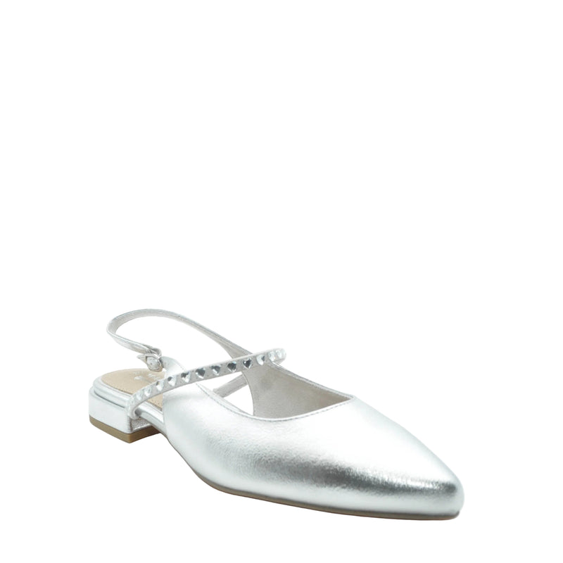 Load image into Gallery viewer, silver flats for women

