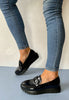 wonders black patent flatform loafers