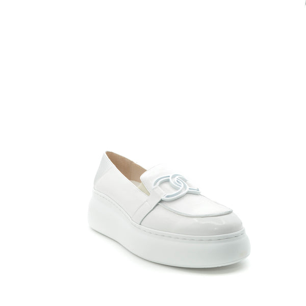 white platform loafers