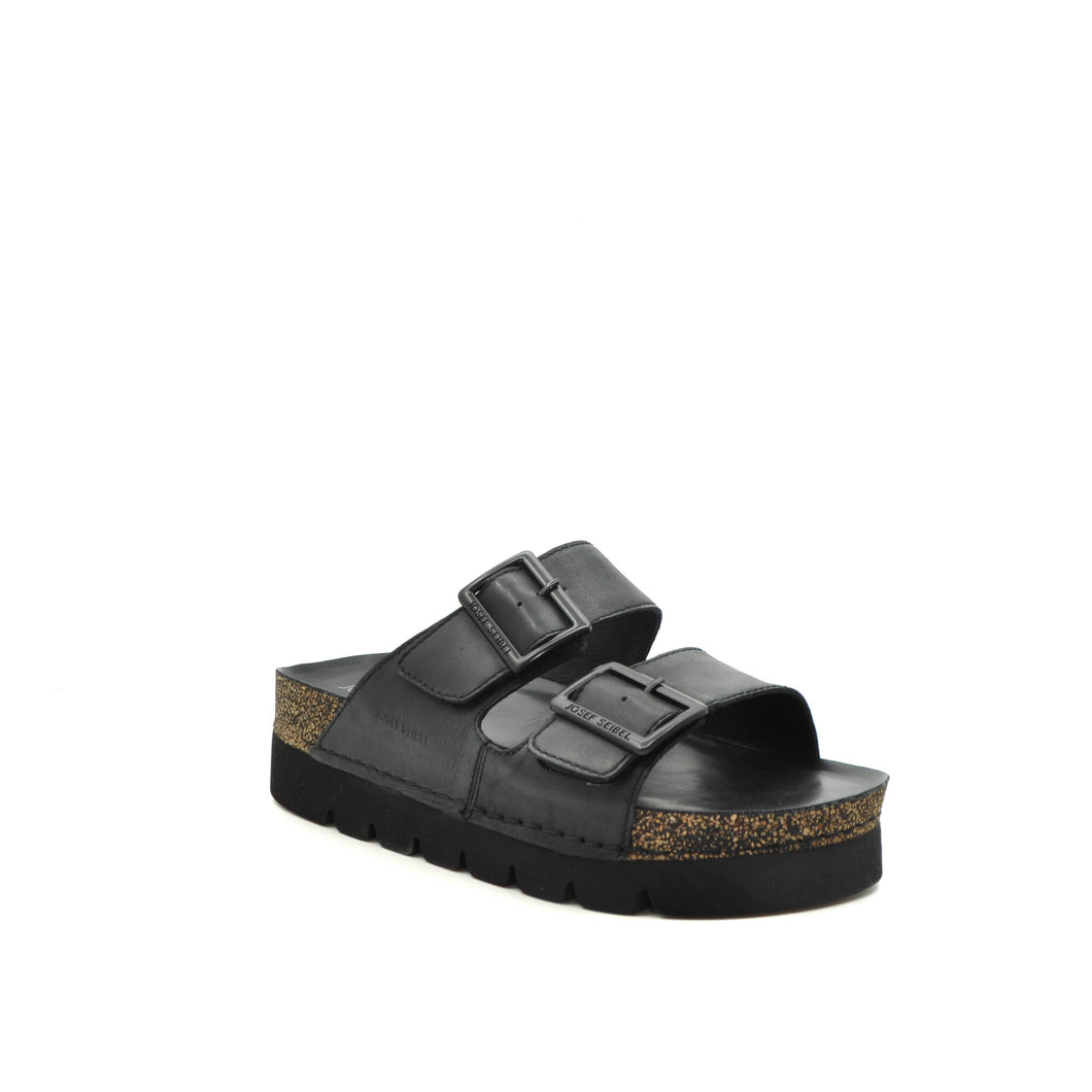 black leather platform sandals